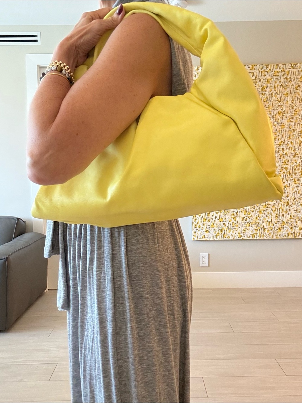 Bottega Veneta Lemon Yellow Padded Shoulder Hobo - Picture 4 of 7